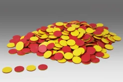 Wendeplättchen rot/gelb aus RE-Plastic, 400 Stück, Durchmesser 25mm