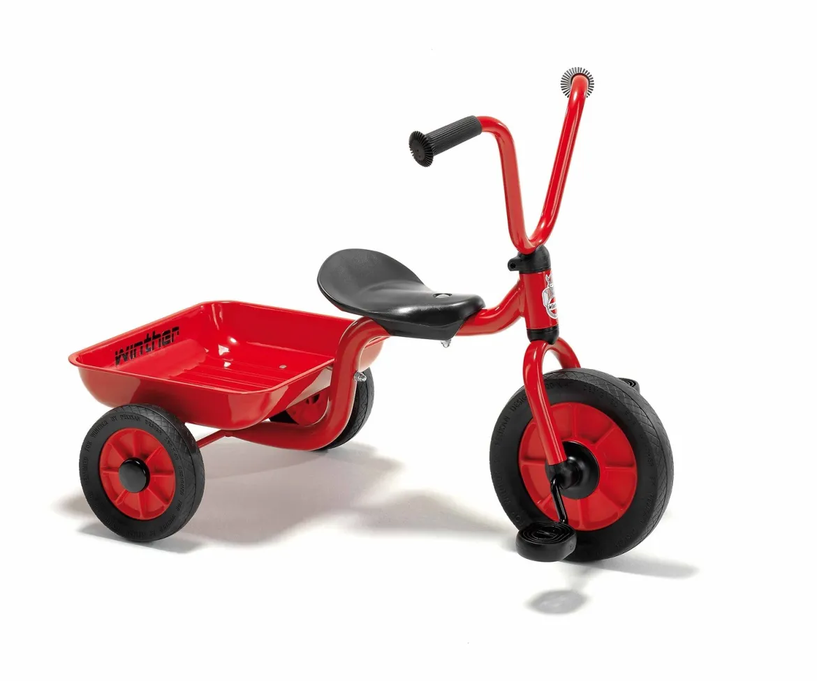 Winther Dreirad mit Transport-Wanne, rot, 2-4 Jahre, MINI VIKING Kinderfahrzeug