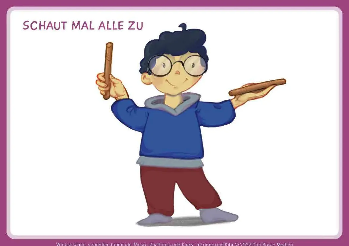 Wir klatschen, stampfen, trommeln, Bildkarten, 1-4 Jahre