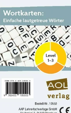 Wortkarten: Einfache lautgetreue Wörter, Level 1-3, 1.-4. Klasse