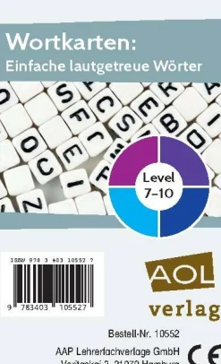 Wortkarten: Einfache lautgetreue Wörter, Level 7-10, 1.-4. Klasse