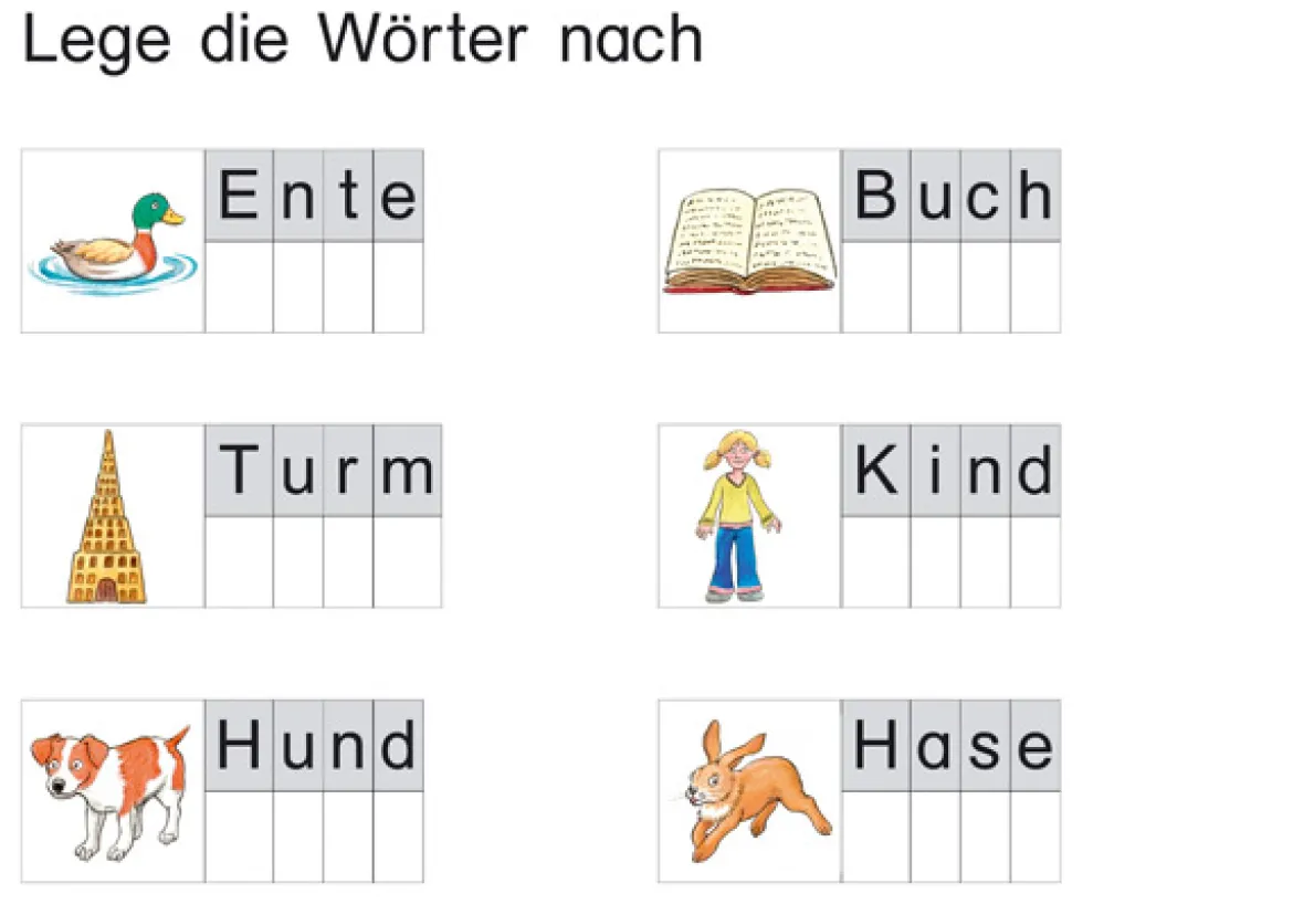 Wörter legen und lesen, 32 Einlegeblätter
