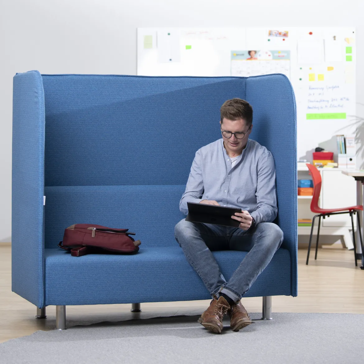 xilent Schallschutzsofa, türkis-grün, Sitzhöhe 38 cm