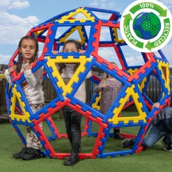 XL-Steckbausteine, XL Polydron Geo Dome, Kuppel, 62 Teile, aus Recyclingkunststoff, für Kinder