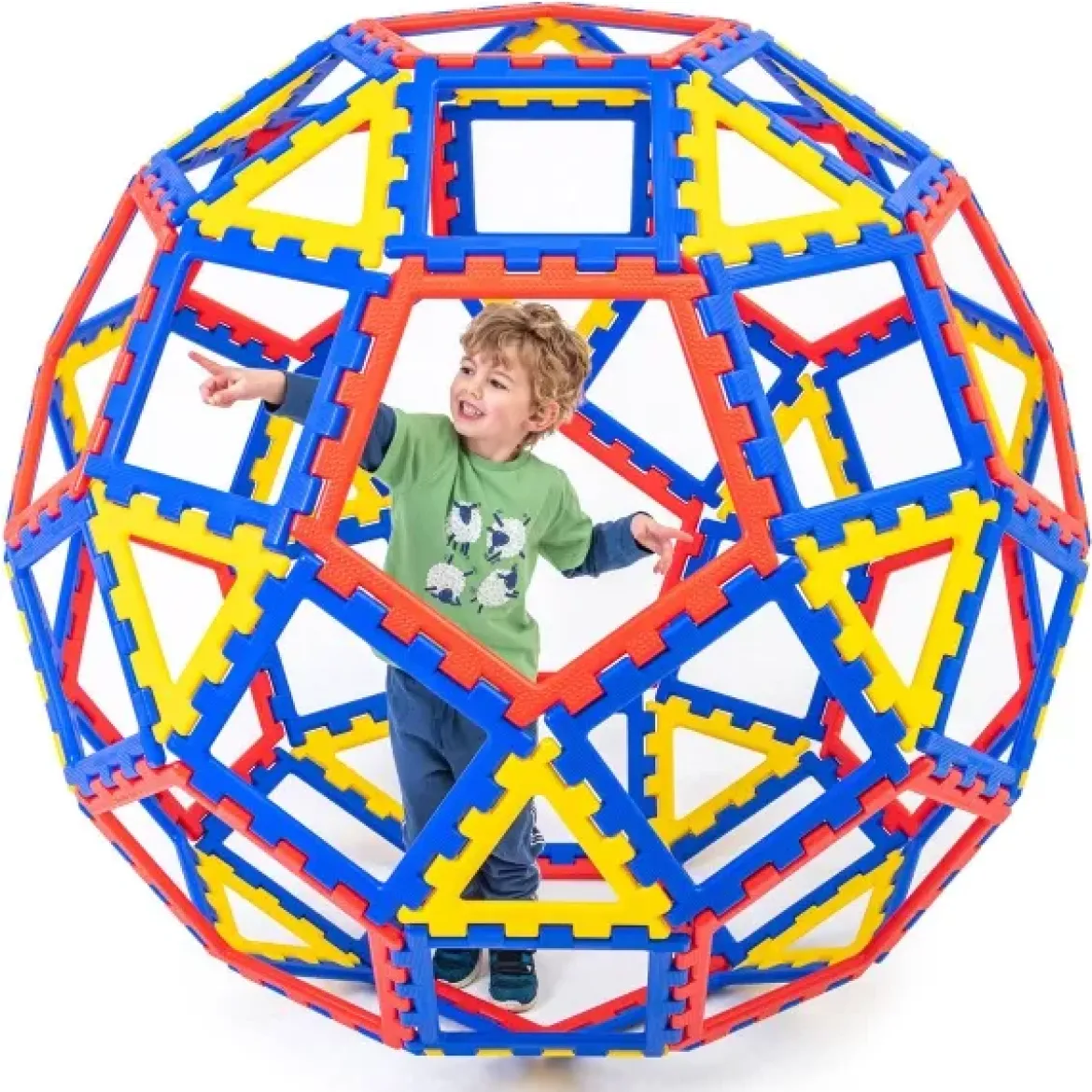 XL-Steckbausteine, XL Polydron Geo Dome, Kuppel, 62 Teile, aus Recyclingkunststoff, für Kinder