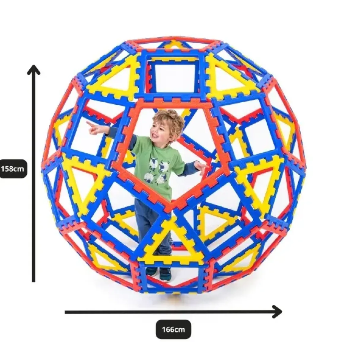 XL-Steckbausteine, XL Polydron Geo Dome, Kuppel, 62 Teile, aus Recyclingkunststoff, für Kinder