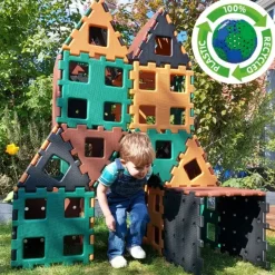 XL-Steckbausteine, XL Polydron, Klassenset, Natural Colors, 36 Teile, aus Recyclingkunststoff, für Kinder