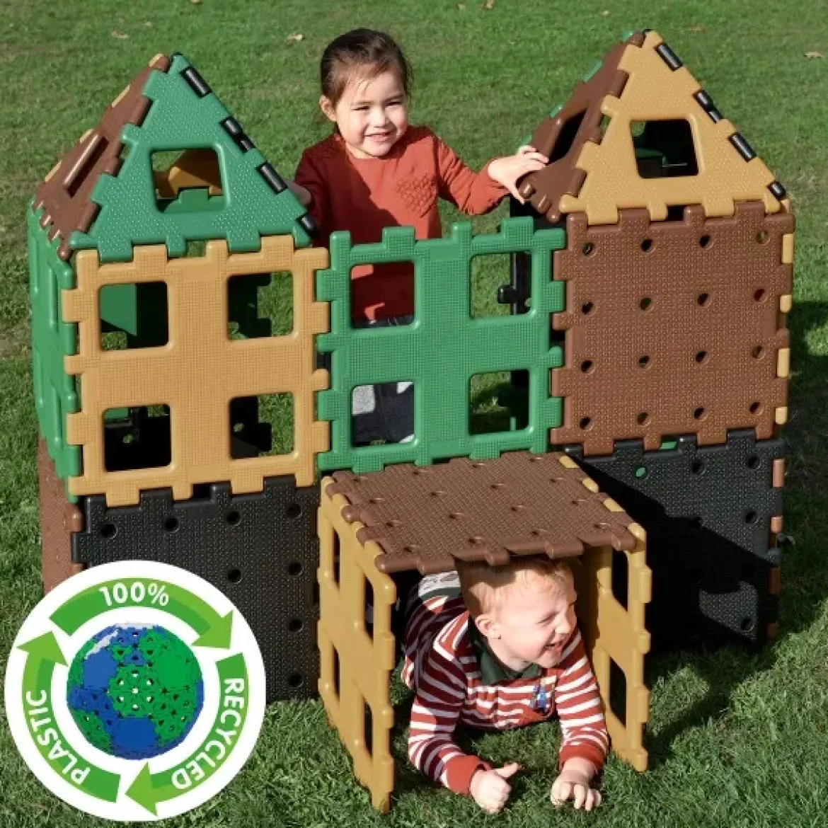 XL-Steckbausteine, XL Polydron, Klassenset, Natural Colors, 36 Teile, aus Recyclingkunststoff, für Kinder