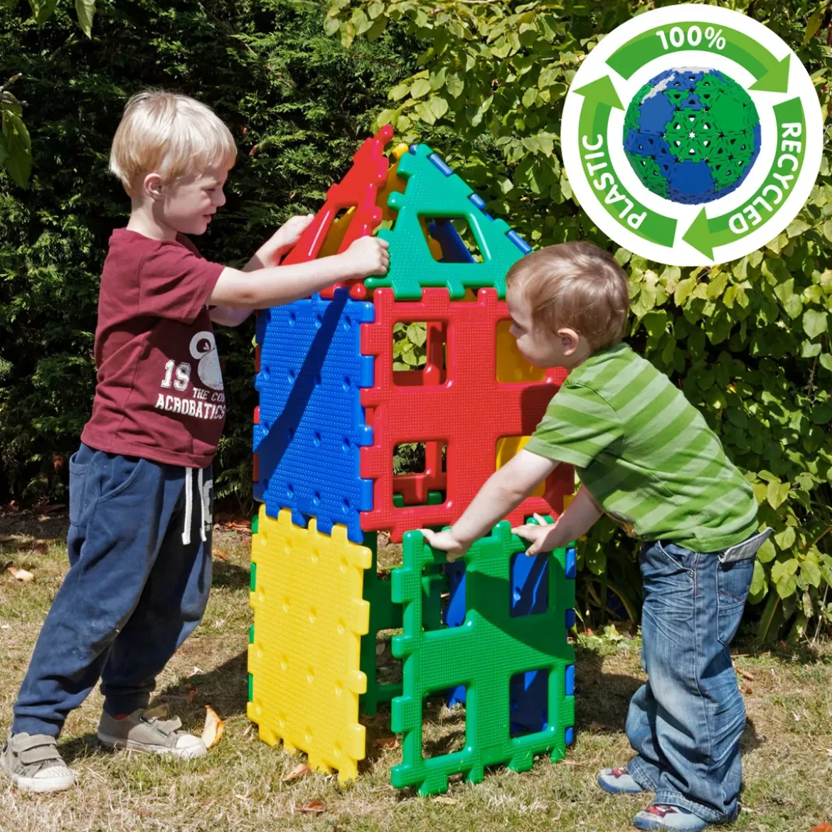 XL-Steckbausteine, XL Polydron, Starterset, 12 Teile, aus Recyclingkunststoff, für Kinder