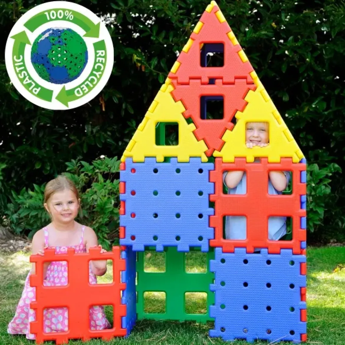XL-Steckbausteine, XL Polydron, Starterset, 12 Teile, aus Recyclingkunststoff, für Kinder