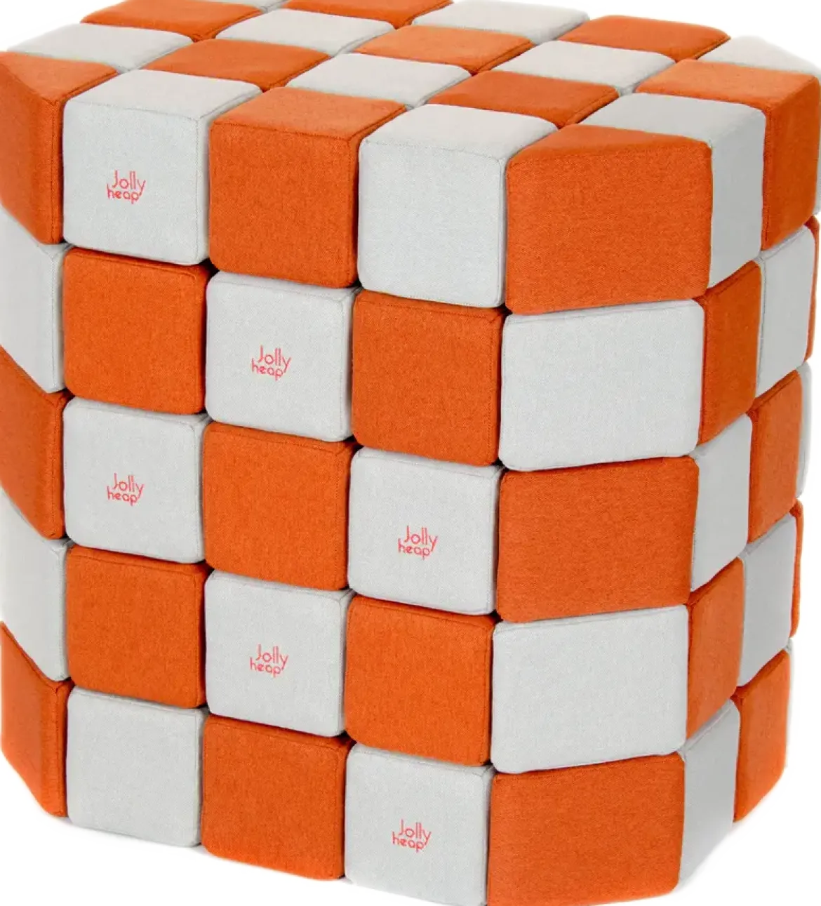 XXL Softbausteine, Jolly Heap Basic, magnetisch, groß, aus Schaumstoff, hellgrau/orange, 100-teilig