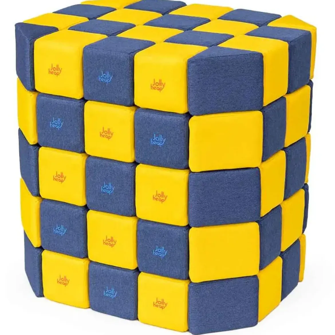 XXL Softbausteine, Jolly Heap Basic, magnetisch, groß, aus Schaumstoff, gelb/blau, 100-teilig