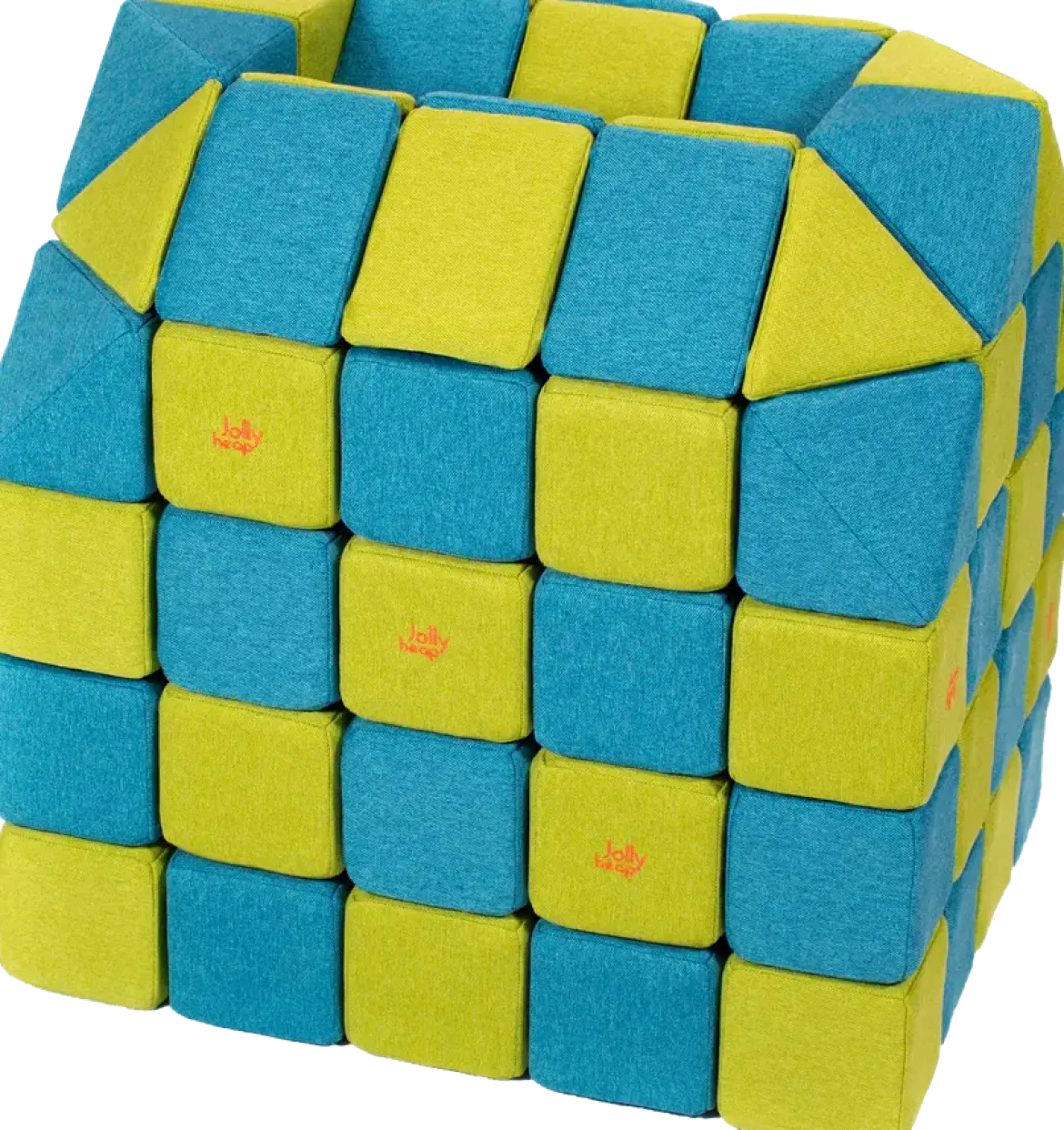 XXL Softbausteine, Jolly Heap Creative, magnetisch, groß, aus Schaumstoff, limette/türkis, 100-teilig
