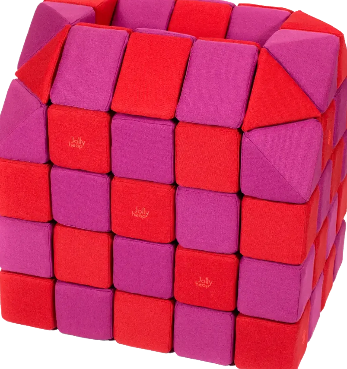 XXL Softbausteine, Jolly Heap Creative, magnetisch, groß, aus Schaumstoff, rot/violett, 100-teilig