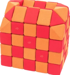 XXL Softbausteine, Jolly Heap Creative, magnetisch, groß, aus Schaumstoff, rot/orange, 100-teilig