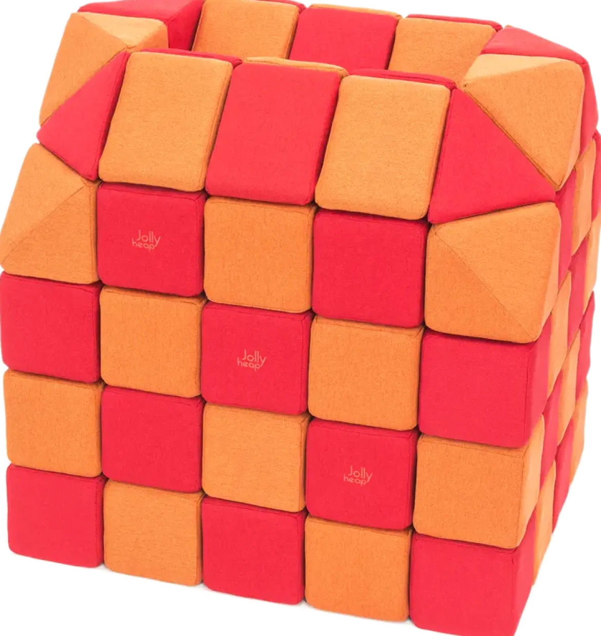XXL Softbausteine, Jolly Heap Creative, magnetisch, groß, aus Schaumstoff, rot/orange, 100-teilig