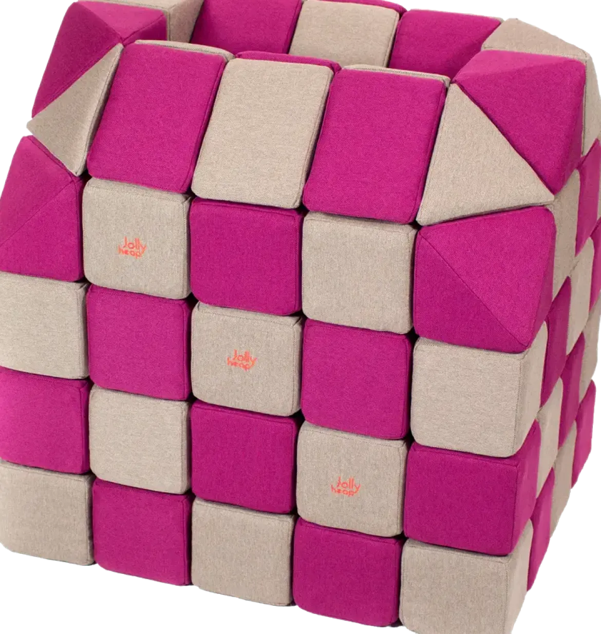 XXL Softbausteine, Jolly Heap Creative, magnetisch, groß, aus Schaumstoff, grau/violett, 100-teilig