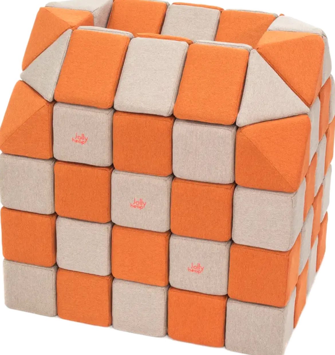 XXL Softbausteine, Jolly Heap Creative, magnetisch, groß, aus Schaumstoff, grau/orange, 100-teilig