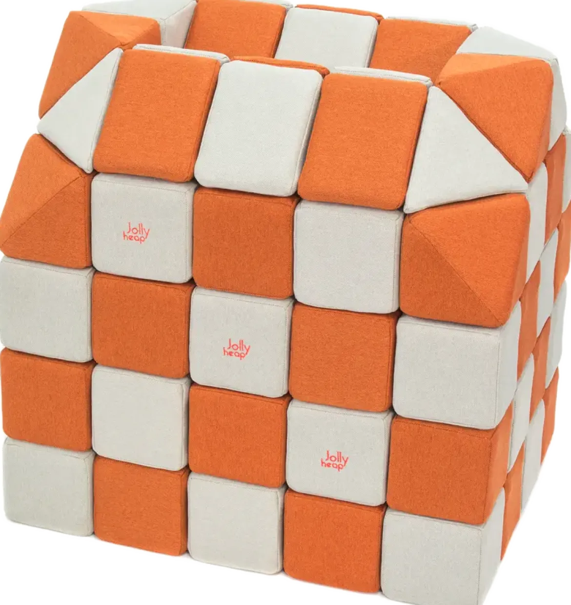 XXL Softbausteine, Jolly Heap Creative, magnetisch, groß, aus Schaumstoff, hellgrau/orange, 100-teilig