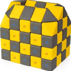 XXL Softbausteine, Jolly Heap Creative, magnetisch, groß, aus Schaumstoff, gelb/dunkelgrau, 100-teilig