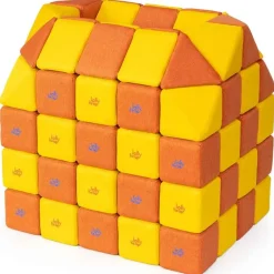 XXL Softbausteine, Jolly Heap Creative, magnetisch, groß, aus Schaumstoff, gelb/orange, 100-teilig