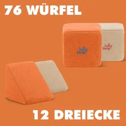 XXL Softbausteine, Jolly Heap Creative, magnetisch, groß, aus Schaumstoff, gelb/blau, 100-teilig