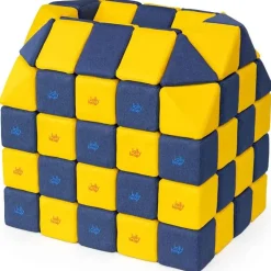 XXL Softbausteine, Jolly Heap Creative, magnetisch, groß, aus Schaumstoff, gelb/blau, 100-teilig