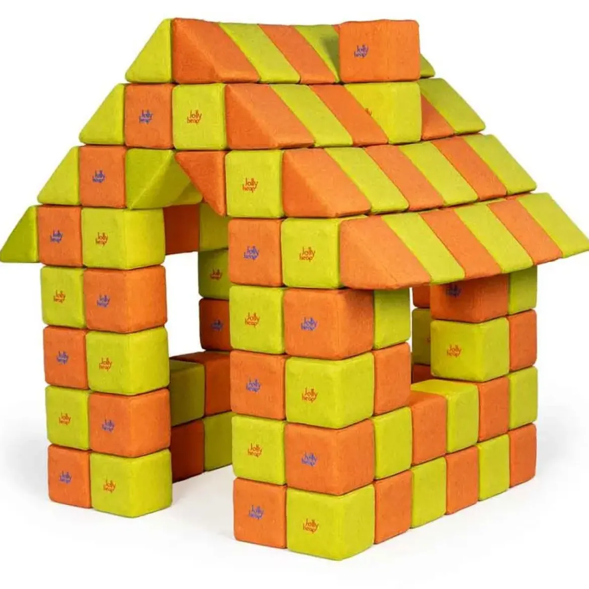 XXL Softbausteine, Jolly Heap Joy, magnetisch, groß, aus Schaumstoff, limette/orange, 150-teilig
