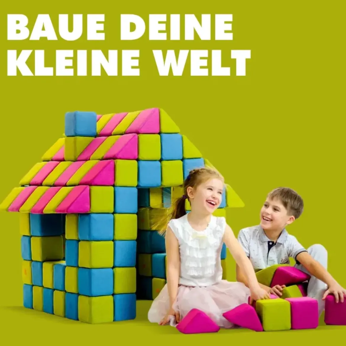 XXL Softbausteine, Jolly Heap Joy, magnetisch, groß, aus Schaumstoff, limette/violett, 150-teilig