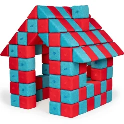 XXL Softbausteine, Jolly Heap Joy, magnetisch, groß, aus Schaumstoff, rot/türkis, 150-teilig