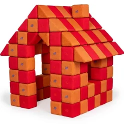 XXL Softbausteine, Jolly Heap Joy, magnetisch, groß, aus Schaumstoff, rot/orange, 150-teilig