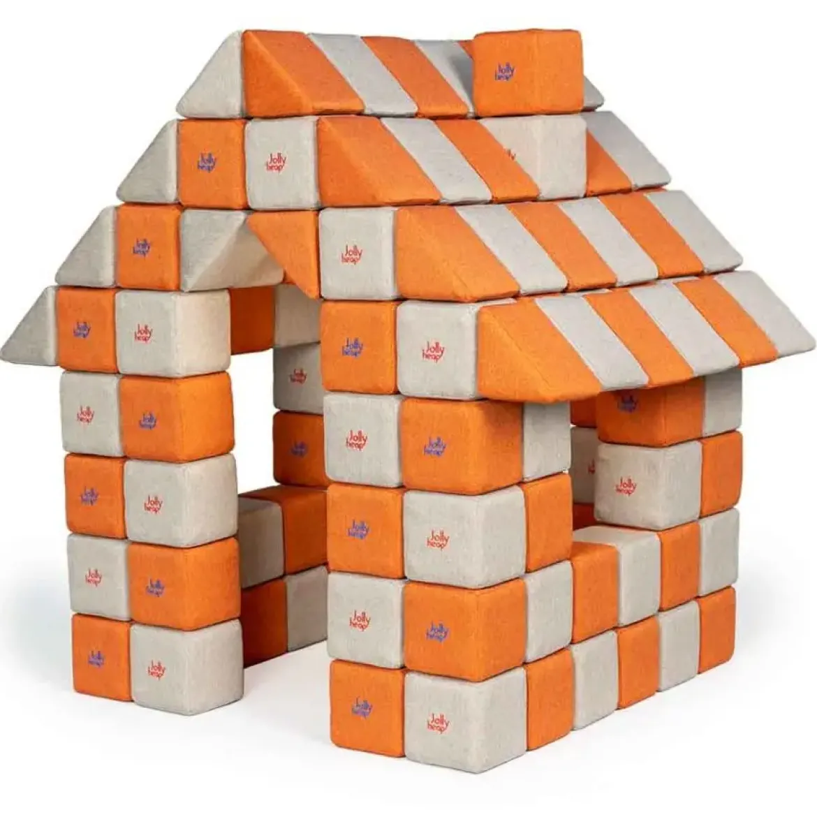 XXL Softbausteine, Jolly Heap Joy, magnetisch, groß, aus Schaumstoff, grau/orange, 150-teilig