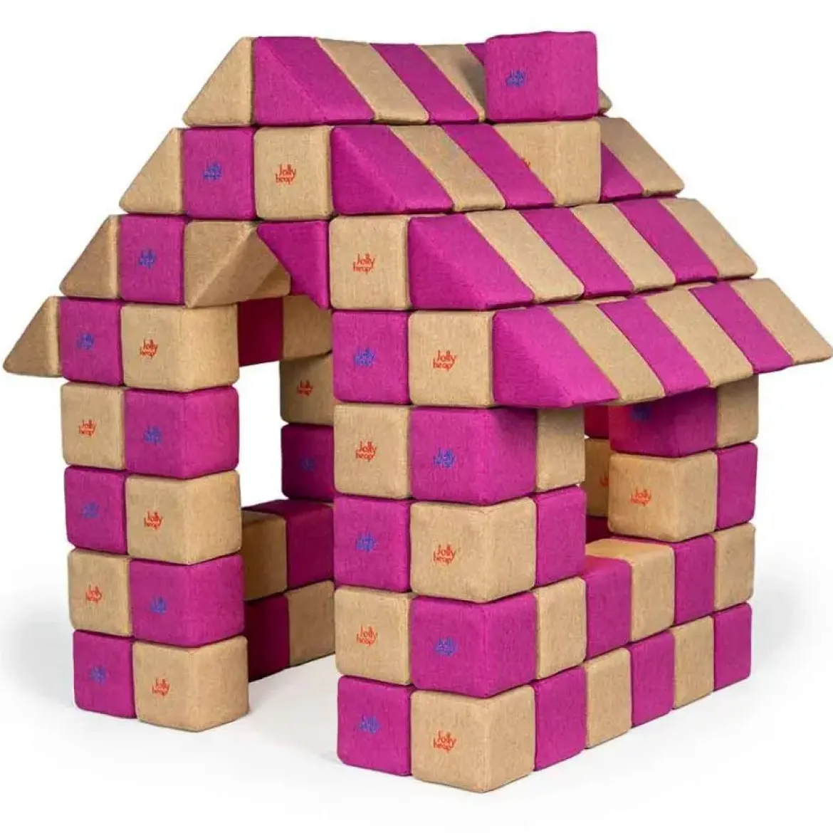 XXL Softbausteine, Jolly Heap Joy, magnetisch, groß, aus Schaumstoff, hellbraun/violett, 150-teilig