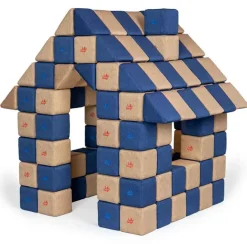 XXL Softbausteine, Jolly Heap Joy, magnetisch, groß, aus Schaumstoff, hellbraun/blau, 150-teilig