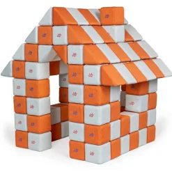 XXL Softbausteine, Jolly Heap Joy, magnetisch, groß, aus Schaumstoff, hellgrau/orange, 150-teilig