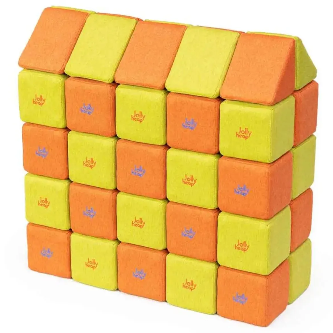 XXL Softbausteine, Jolly Heap Medium, magnetisch, groß, aus Schaumstoff, limette/orange, 50-teilig