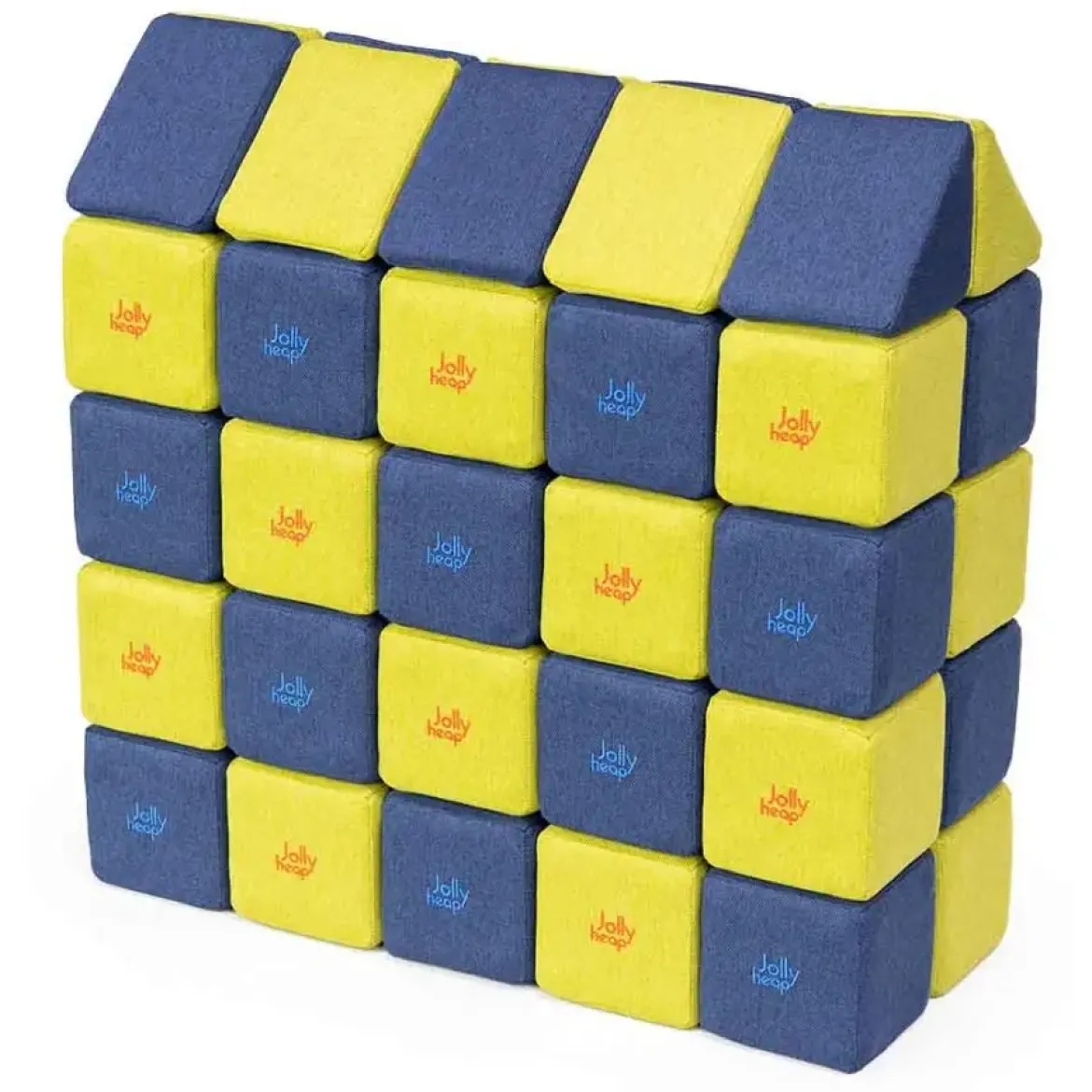 XXL Softbausteine, Jolly Heap Medium, magnetisch, groß, aus Schaumstoff, limette/blau, 50-teilig
