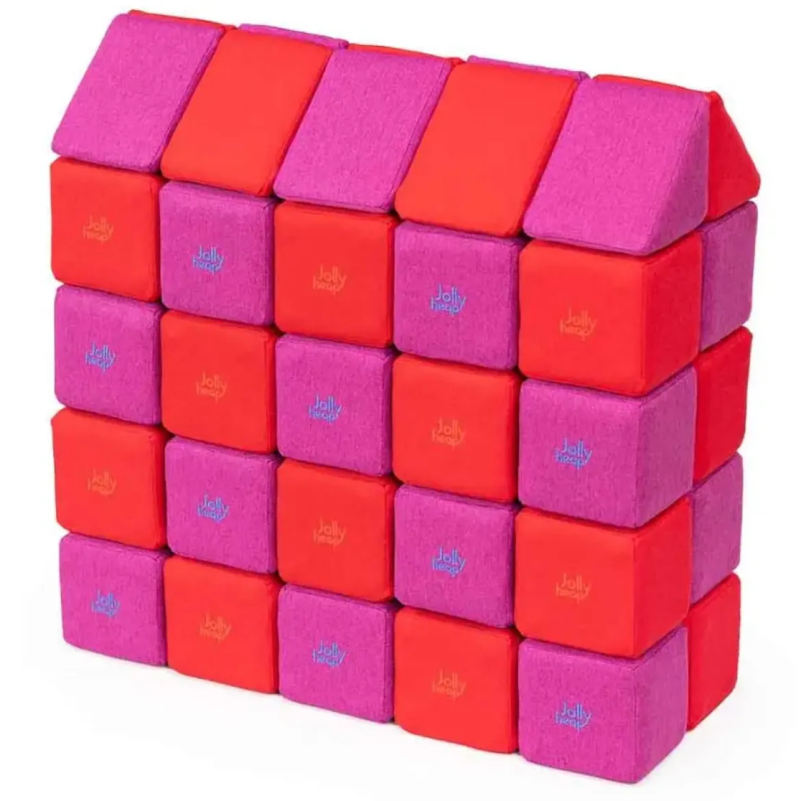 XXL Softbausteine, Jolly Heap Medium, magnetisch, groß, aus Schaumstoff, rot/violett, 50-teilig