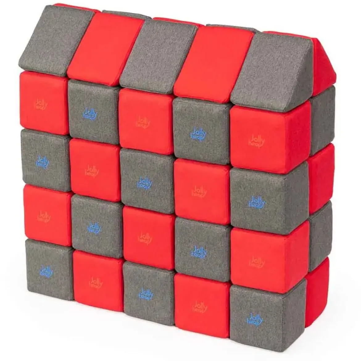 XXL Softbausteine, Jolly Heap Medium, magnetisch, groß, aus Schaumstoff, rot/dunkelgrau, 50-teilig