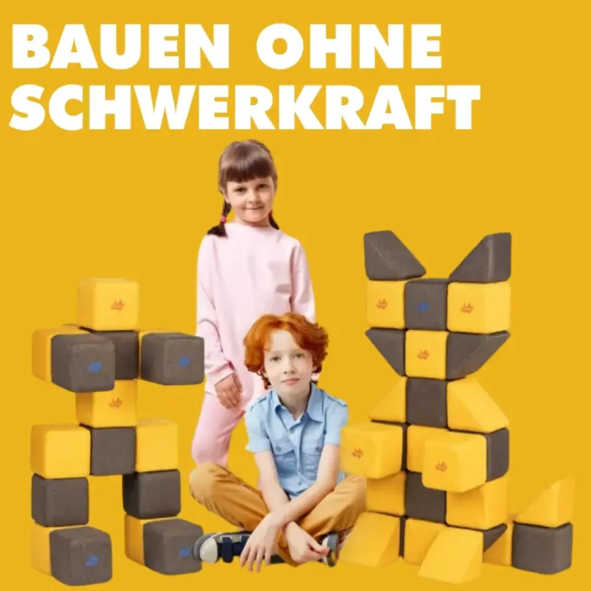 XXL Softbausteine, Jolly Heap Medium, magnetisch, groß, aus Schaumstoff, rot/türkis, 50-teilig