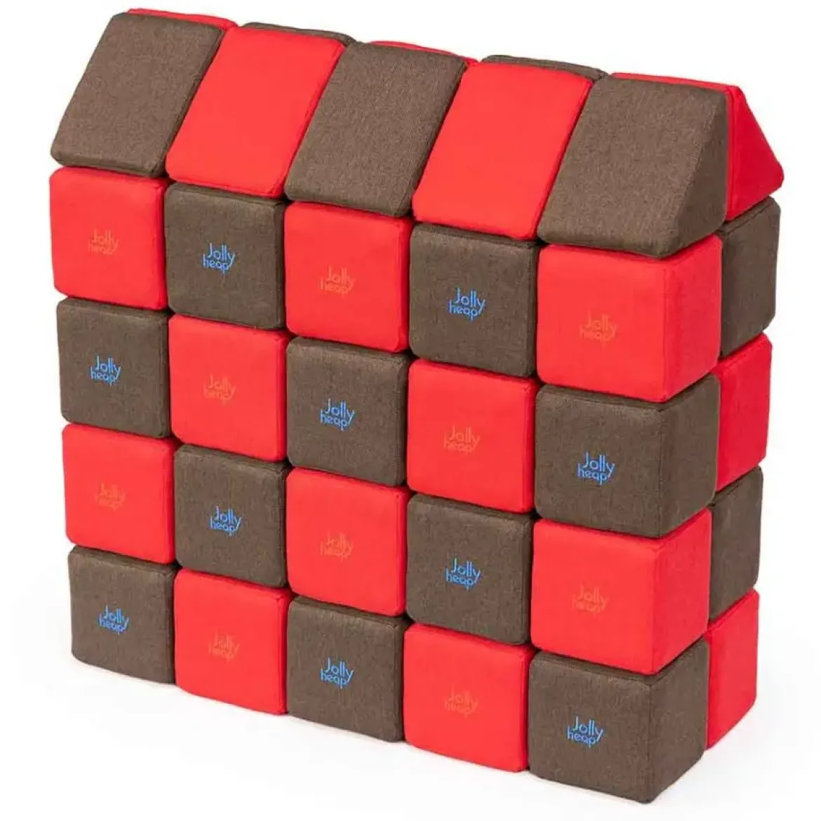 XXL Softbausteine, Jolly Heap Medium, magnetisch, groß, aus Schaumstoff, rot/dunkelbraun, 50-teilig