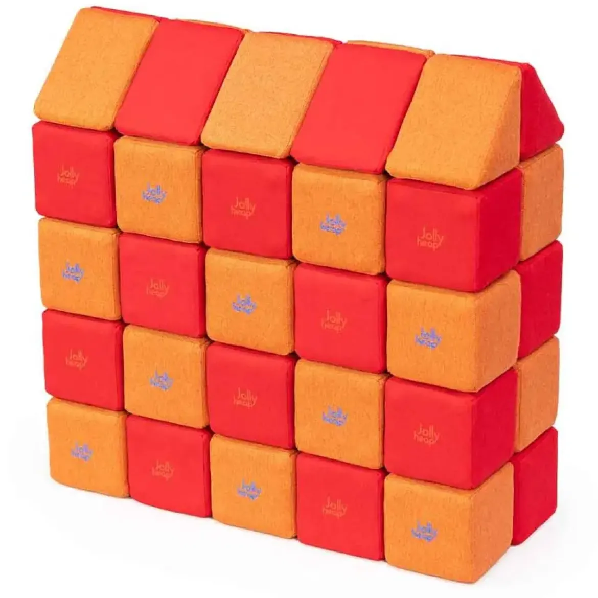 XXL Softbausteine, Jolly Heap Medium, magnetisch, groß, aus Schaumstoff, rot/orange, 50-teilig