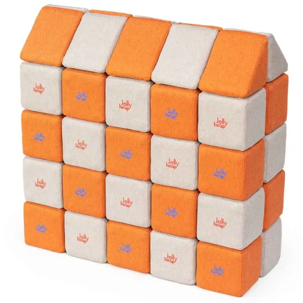 XXL Softbausteine, Jolly Heap Medium, magnetisch, groß, aus Schaumstoff, grau/orange, 50-teilig