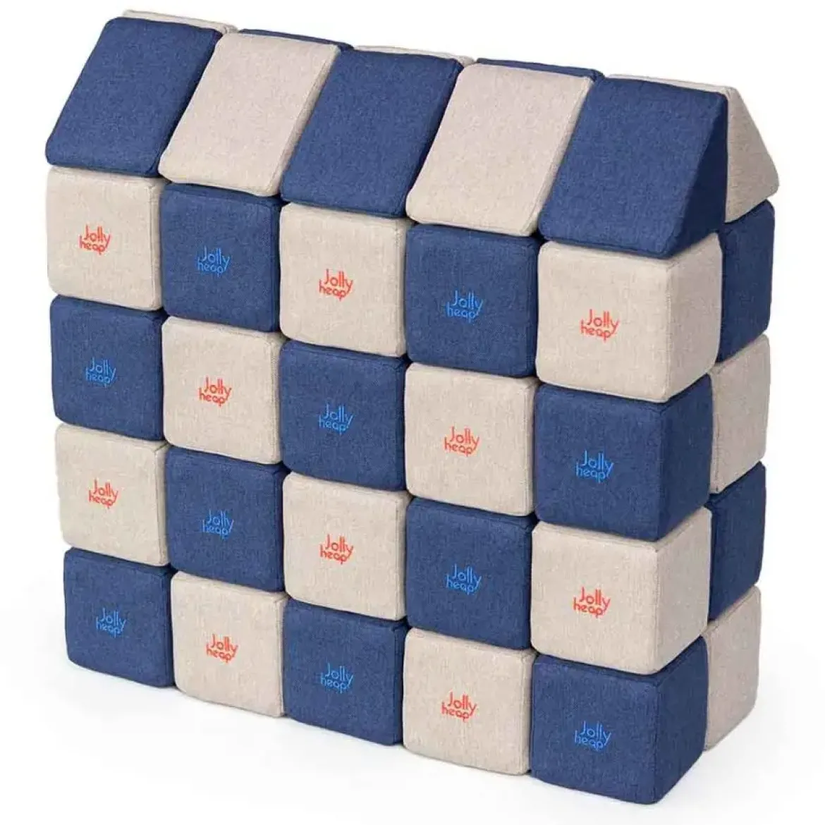 XXL Softbausteine, Jolly Heap Medium, magnetisch, groß, aus Schaumstoff, grau/blau, 50-teilig