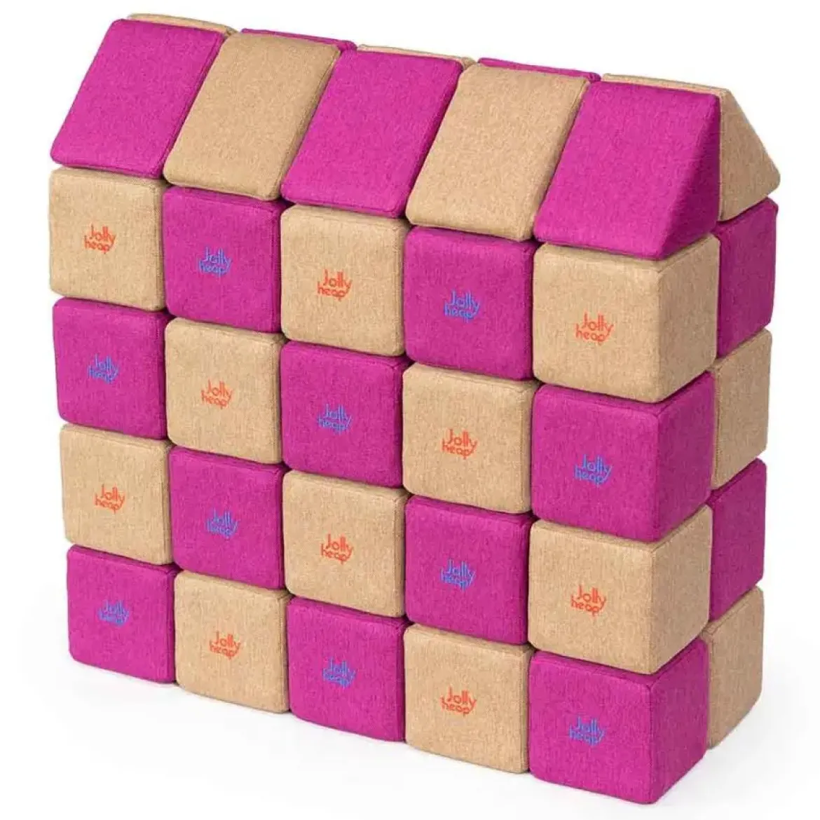 XXL Softbausteine, Jolly Heap Medium, magnetisch, groß, aus Schaumstoff, hellbraun/violett, 50-teilig
