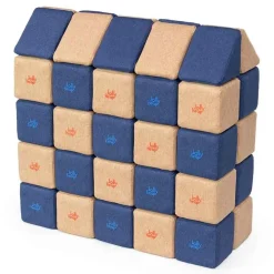 XXL Softbausteine, Jolly Heap Medium, magnetisch, groß, aus Schaumstoff, hellbraun/blau, 50-teilig
