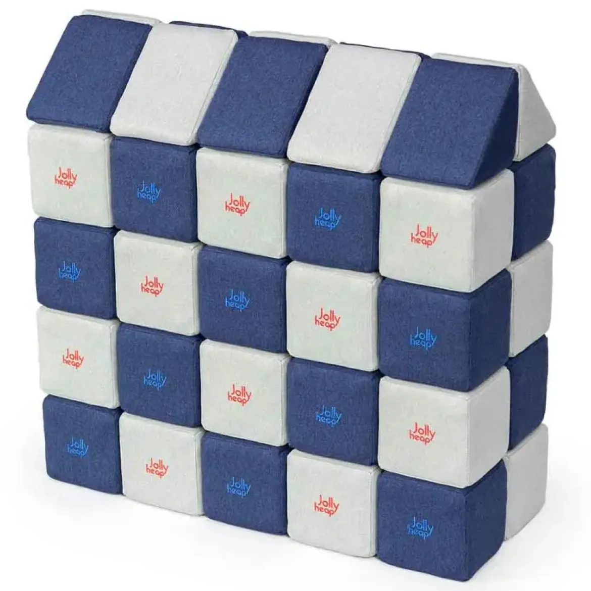 XXL Softbausteine, Jolly Heap Medium, magnetisch, groß, aus Schaumstoff, hellgrau/blau, 50-teilig