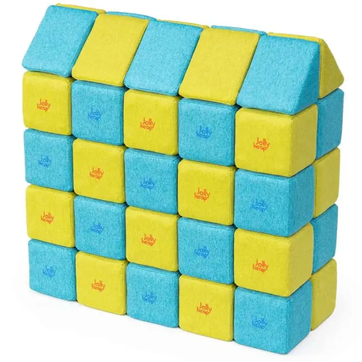 XXL Softbausteine, Jolly Heap Medium, magnetisch, groß, aus Schaumstoff, limette/türkis, 50-teilig