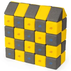 XXL Softbausteine, Jolly Heap Medium, magnetisch, groß, aus Schaumstoff, gelb/dunkelgrau, 50-teilig