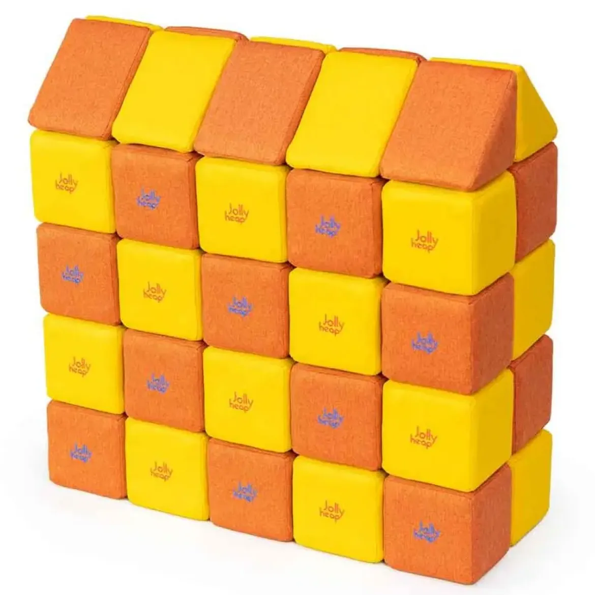XXL Softbausteine, Jolly Heap Medium, magnetisch, groß, aus Schaumstoff, gelb/orange, 50-teilig
